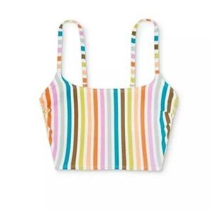 Exhilaration Juniors Ribbed Longline Striped Cami